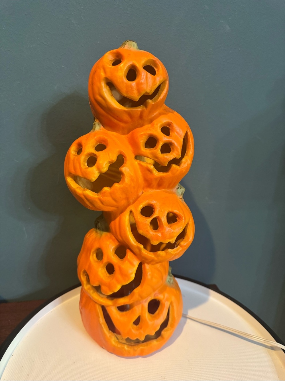 Vintage Gemmy Industries 15" Halloween Stacked Pumpkins Decoration